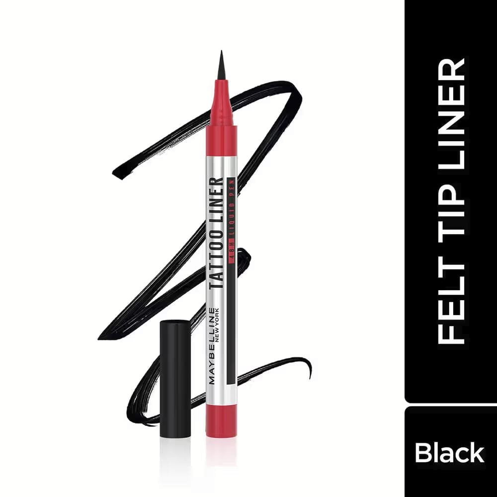Maybelline High Impact Tattoo Pen Liner, Lasts Up To 48H Black, Water & Smudge proof (1g)