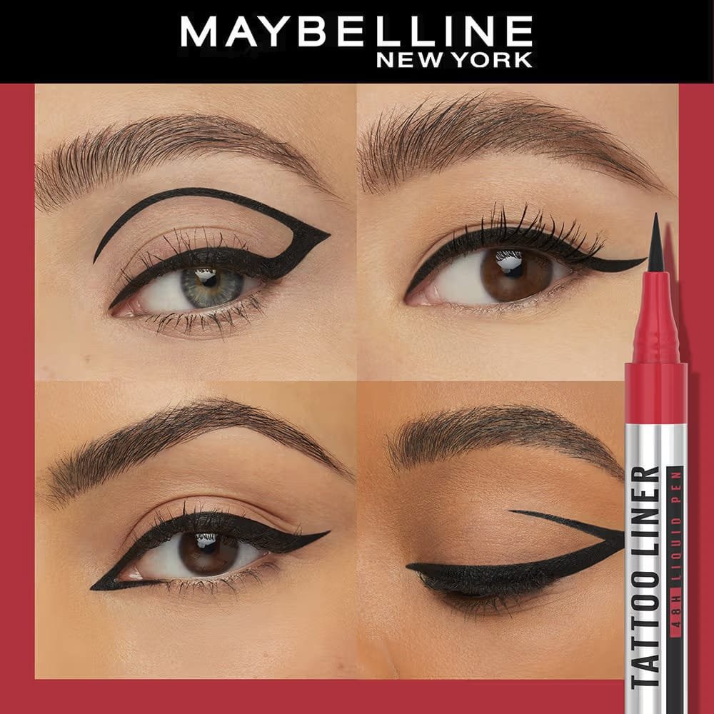 Maybelline High Impact Tattoo Pen Liner, Lasts Up To 48H Black, Water & Smudge proof (1g)