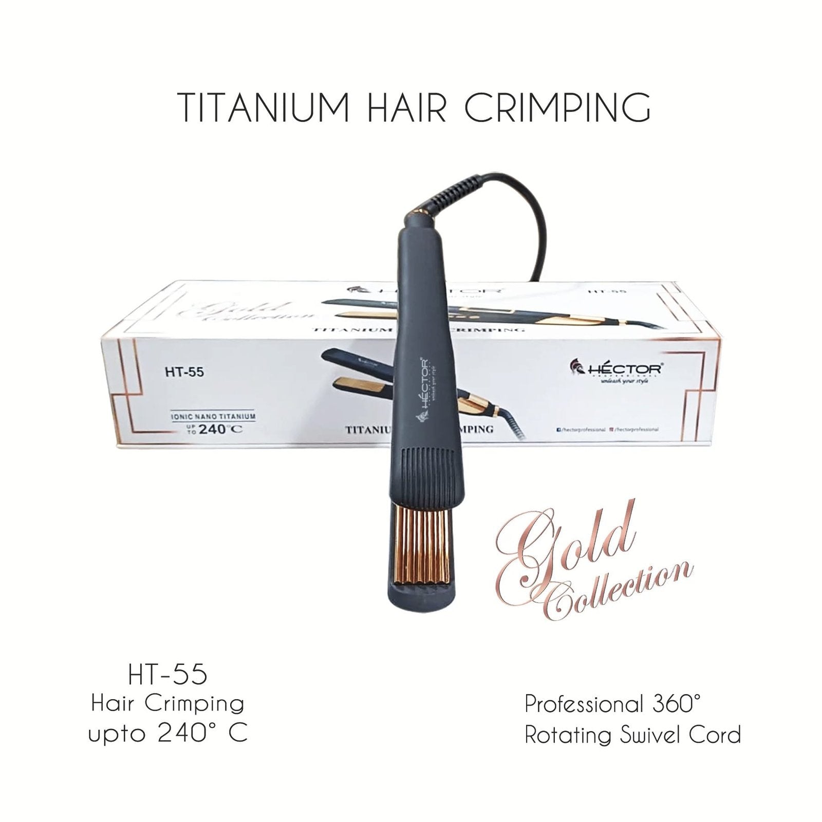 HECTOR TITANIUM HAIR CRIMPER GOLD COLLECTION HT 55