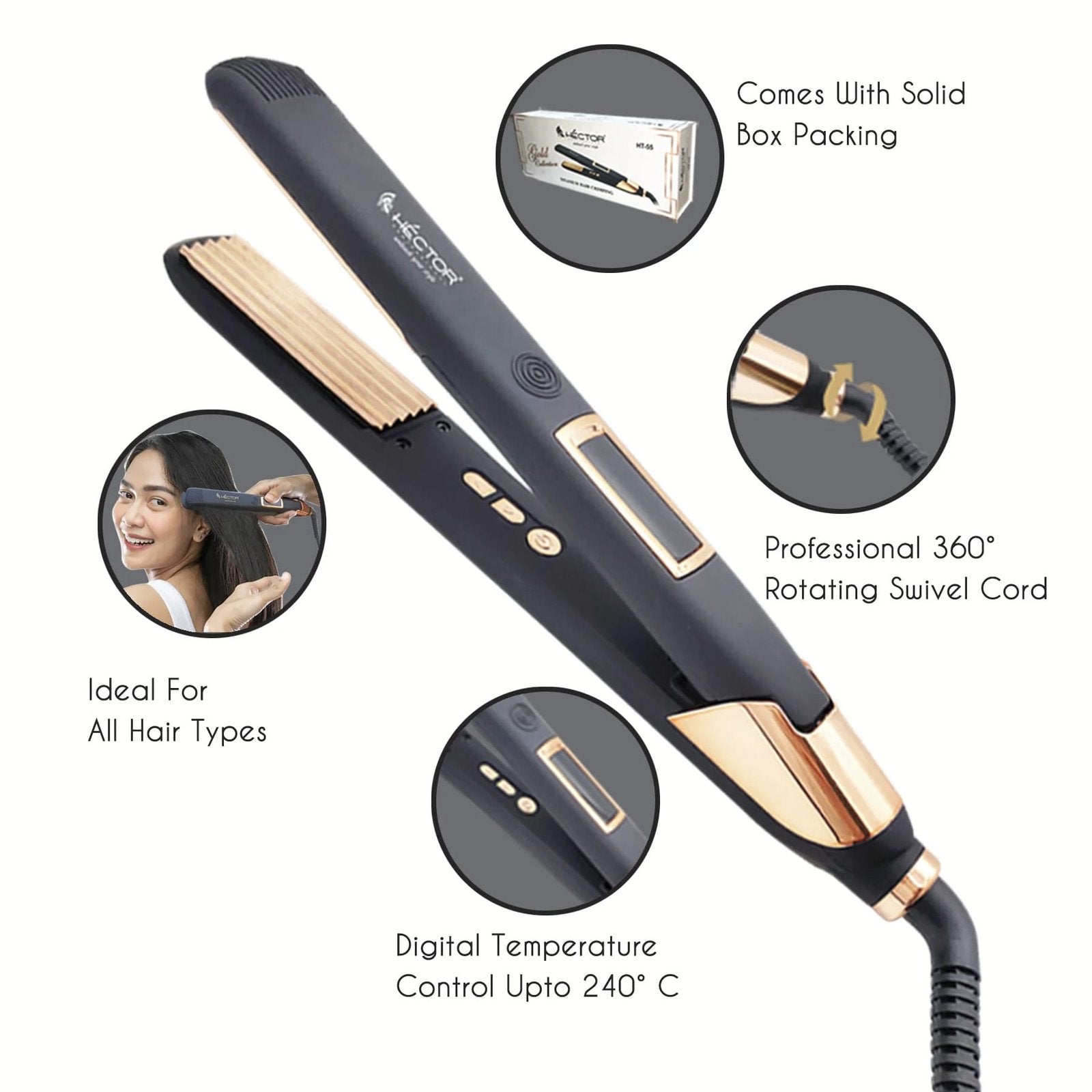 HECTOR TITANIUM HAIR CRIMPER GOLD COLLECTION HT 55