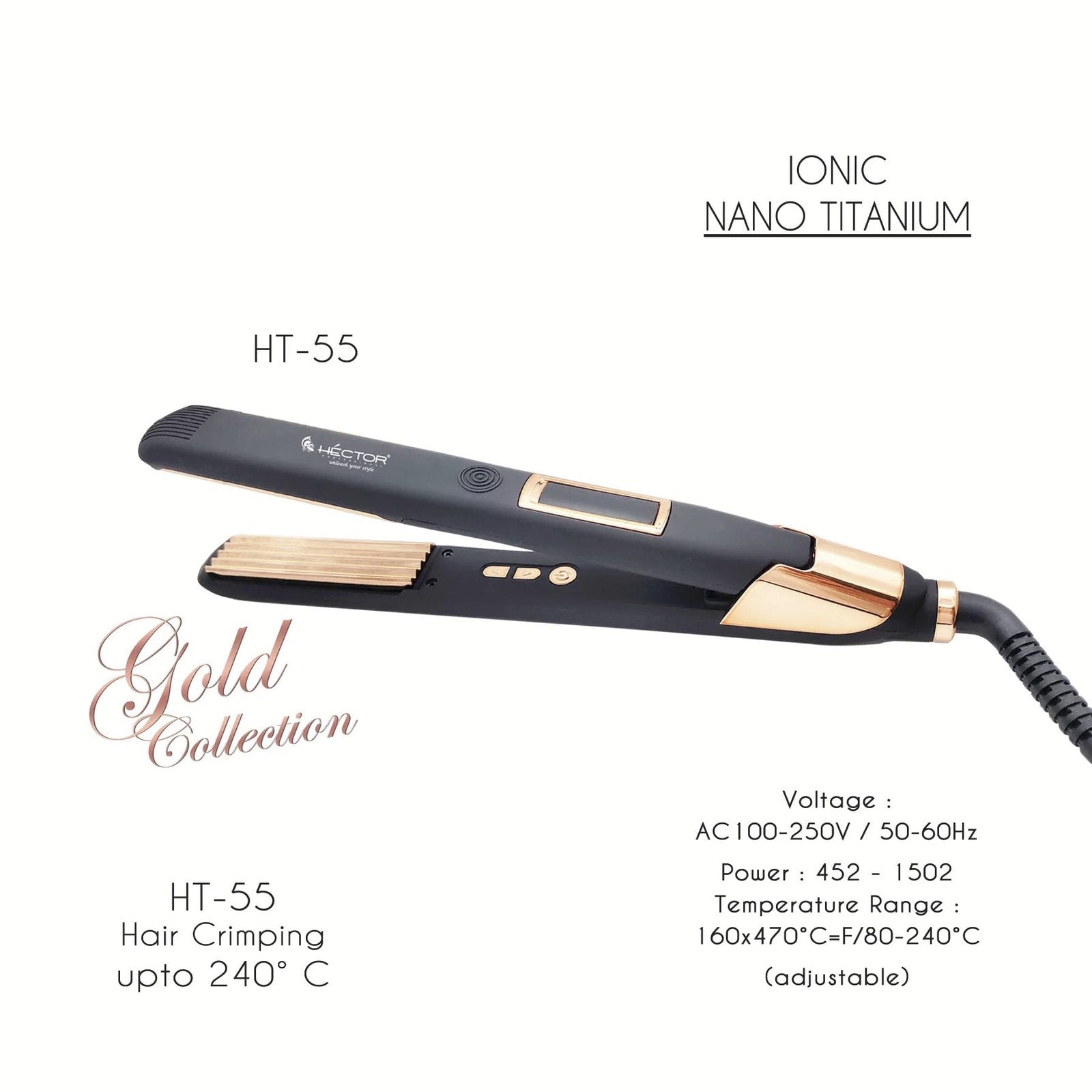 HECTOR TITANIUM HAIR CRIMPER GOLD COLLECTION HT 55