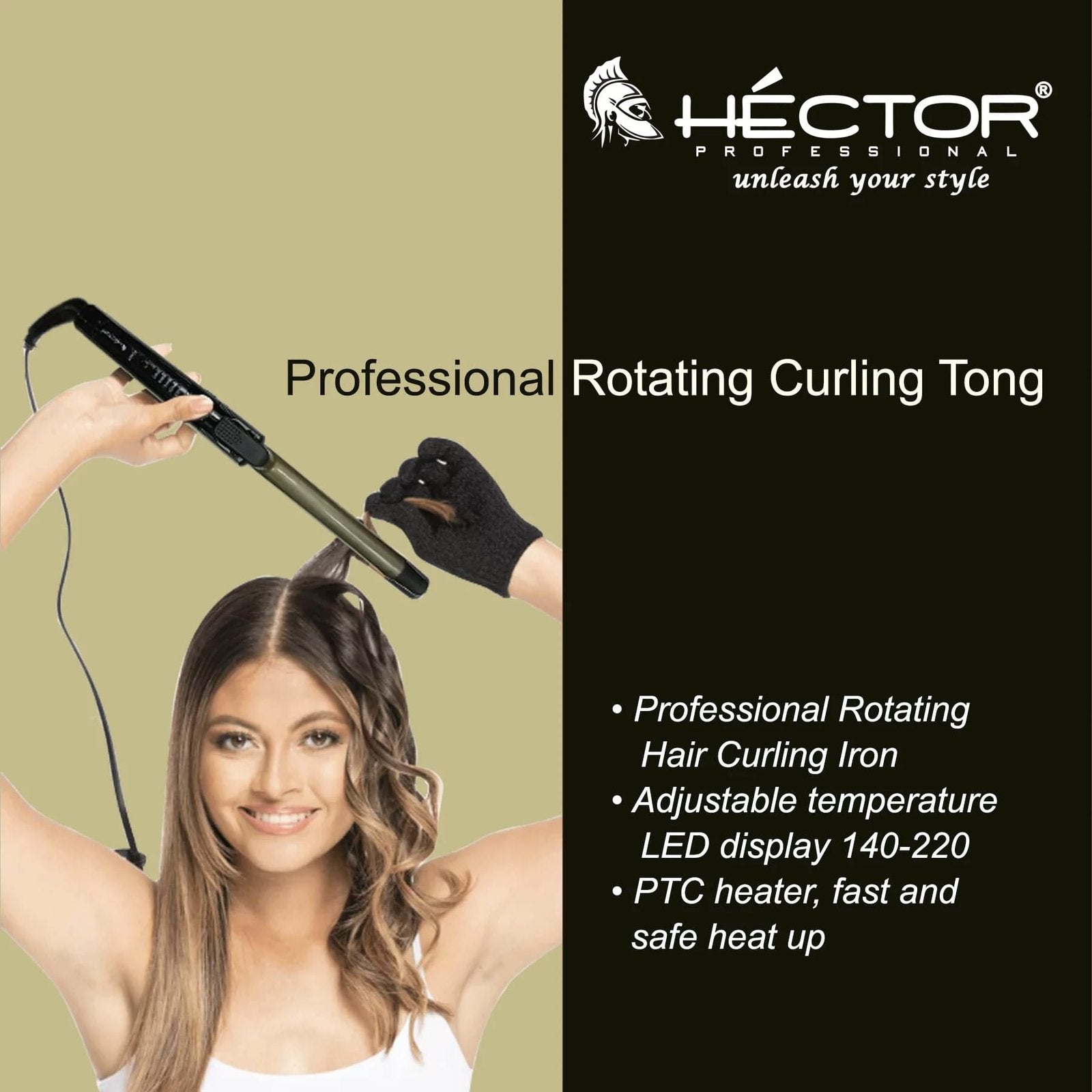 HECTOR ROTATING CURLING TONG HT RCT 369