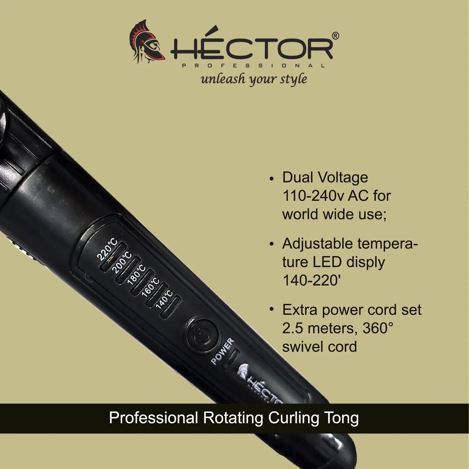 HECTOR ROTATING CURLING TONG HT RCT 369