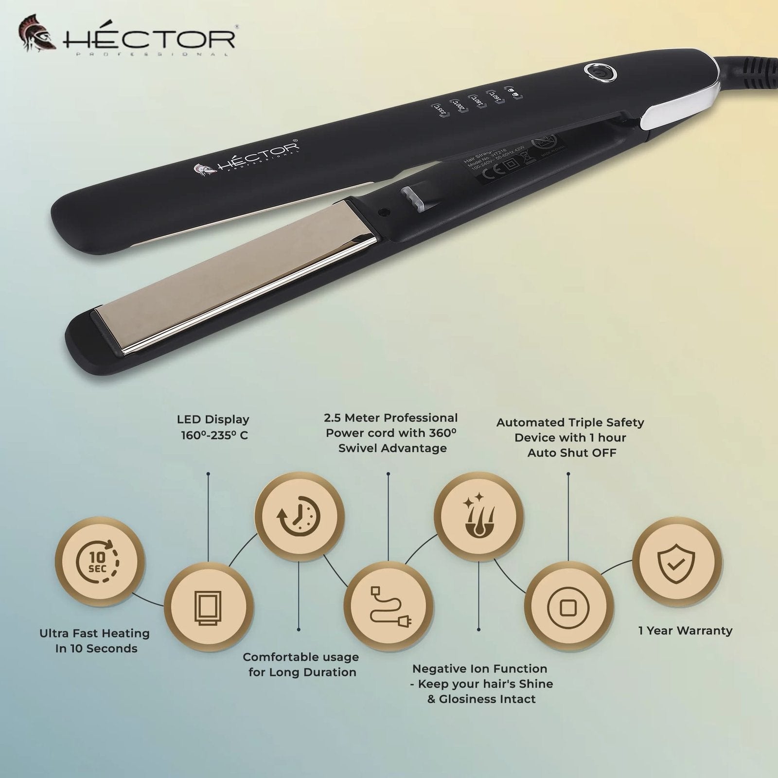 HECTOR TITANIUM PRO HAIR STRAIGHTENER HT HS 216 PRO