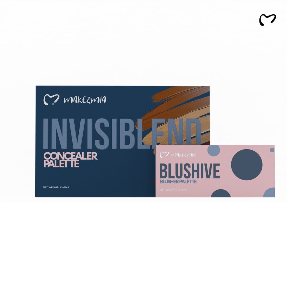 MAKEZMIA INVISIBLEND CONEALER PALETTE45GM + FREE BLUSHIVE BLUSHER PALETTE 15GM
