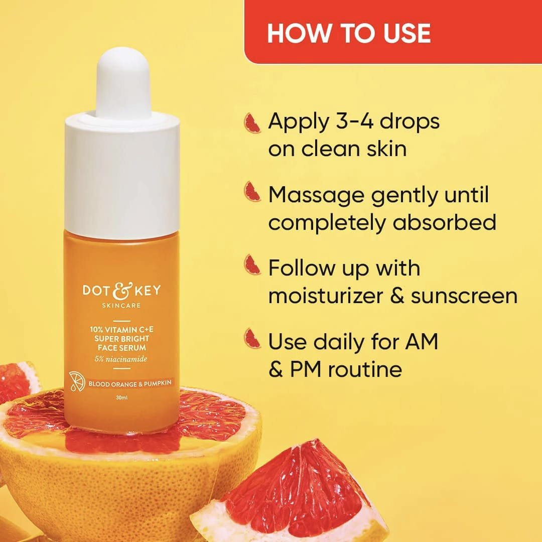 DOT & KEY 10PERC VITAMIN C+E SUPER BRISGHT FACE SERUM 5PERC NIACINAMIDE WITH BLOOD ORANGE & PUMPKIN