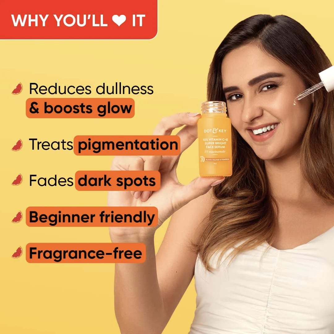 DOT & KEY 10PERC VITAMIN C+E SUPER BRISGHT FACE SERUM 5PERC NIACINAMIDE WITH BLOOD ORANGE & PUMPKIN