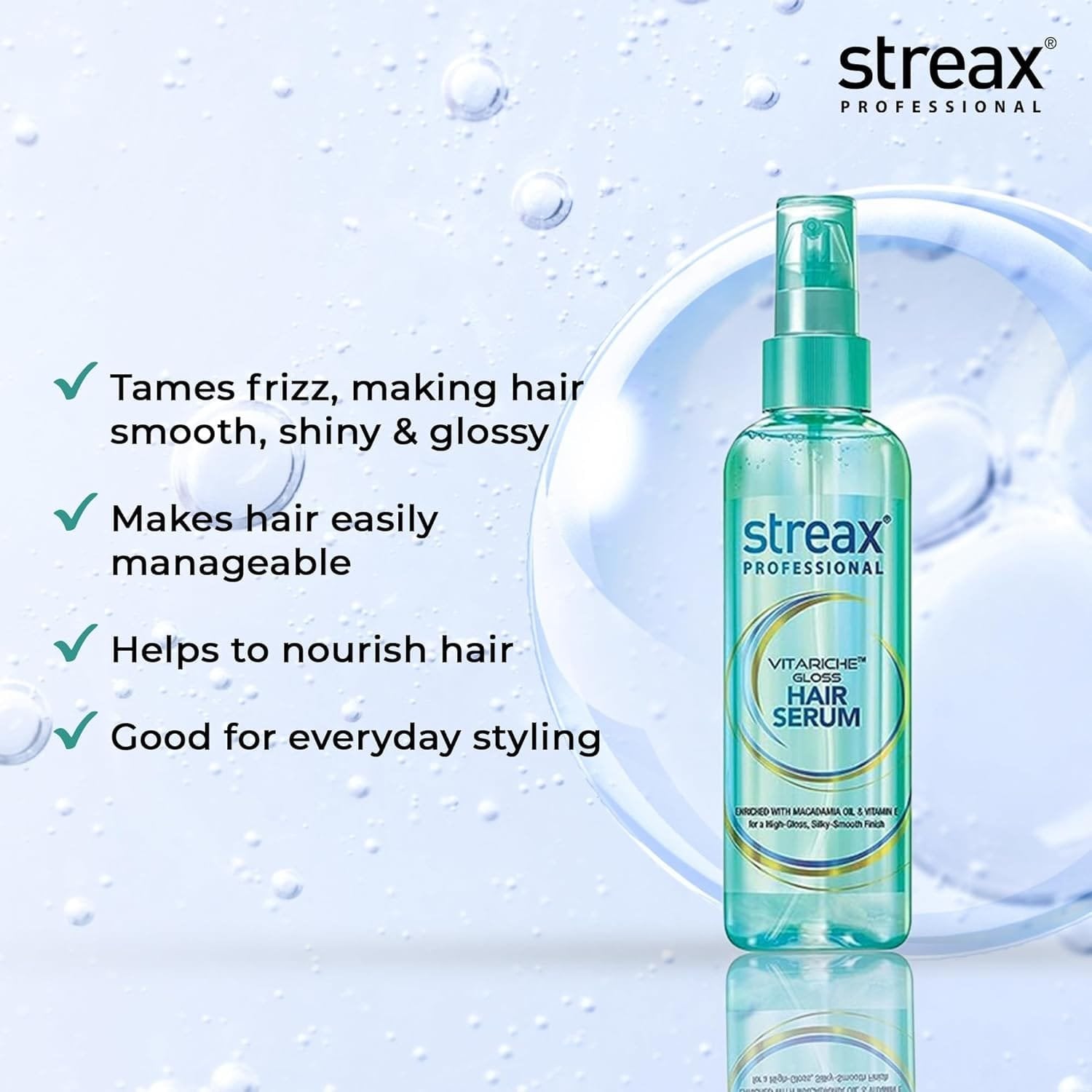 STREAX PROFESSIONAL VITARICHE GLOSS HAIR SERUM ENRICHED WITH MACADAMIA OIL & VITAMIN E