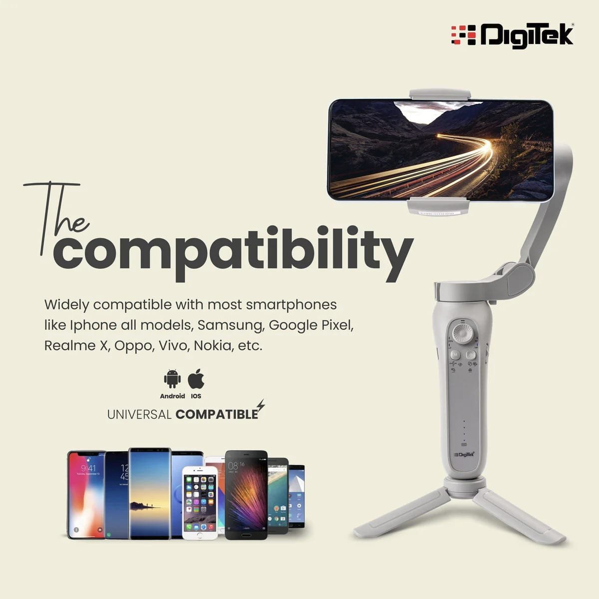 DIGITEK 3 AXIS FOLDABLE AUTO BALANCING SMARTPHONE GIMBAL MODEL DSG007F
