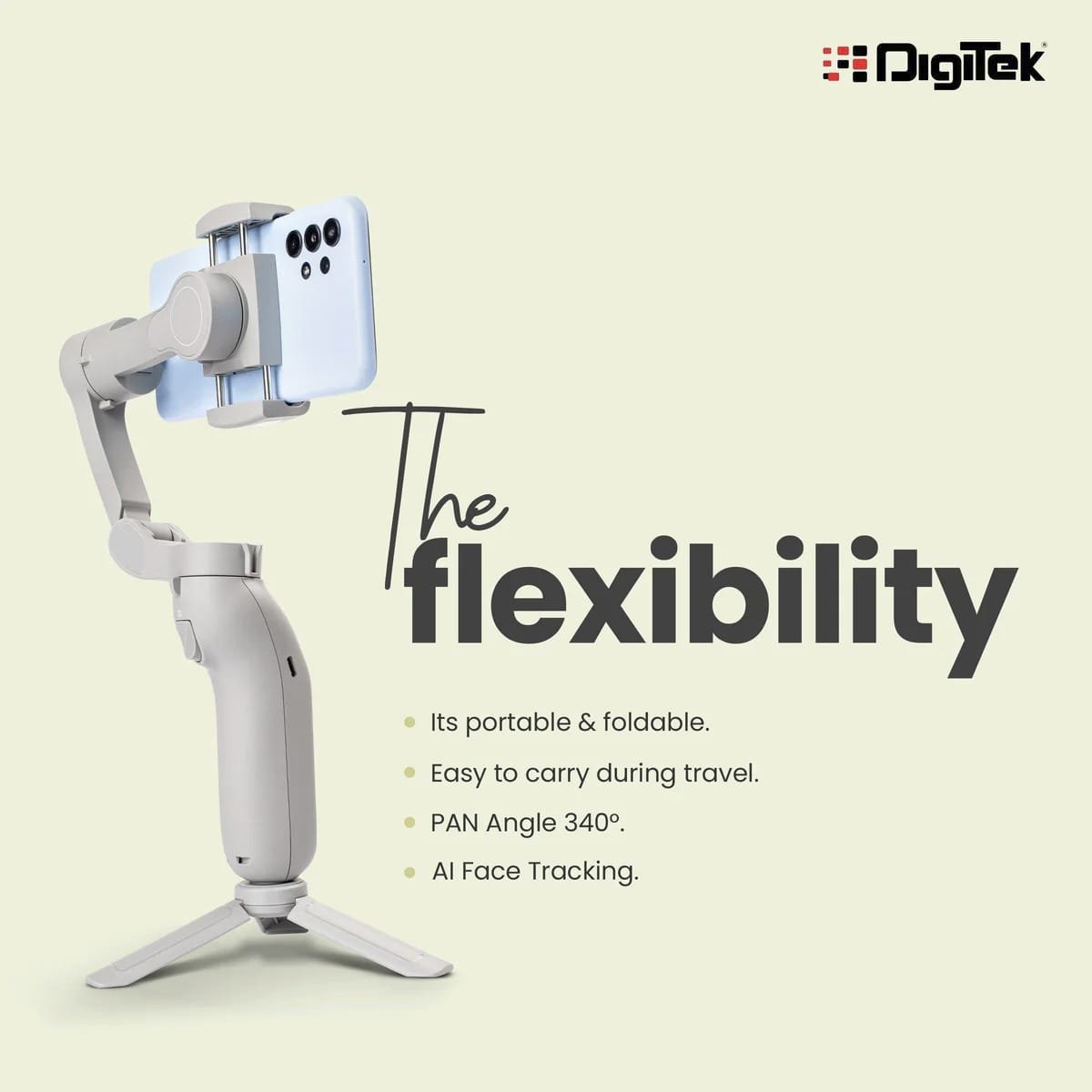 DIGITEK 3 AXIS FOLDABLE AUTO BALANCING SMARTPHONE GIMBAL MODEL DSG007F