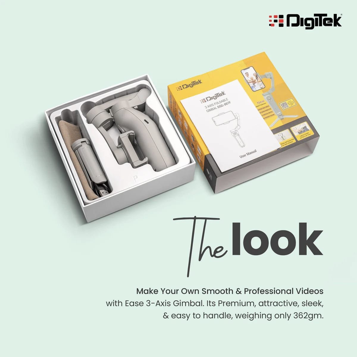 DIGITEK 3 AXIS FOLDABLE AUTO BALANCING SMARTPHONE GIMBAL MODEL DSG007F