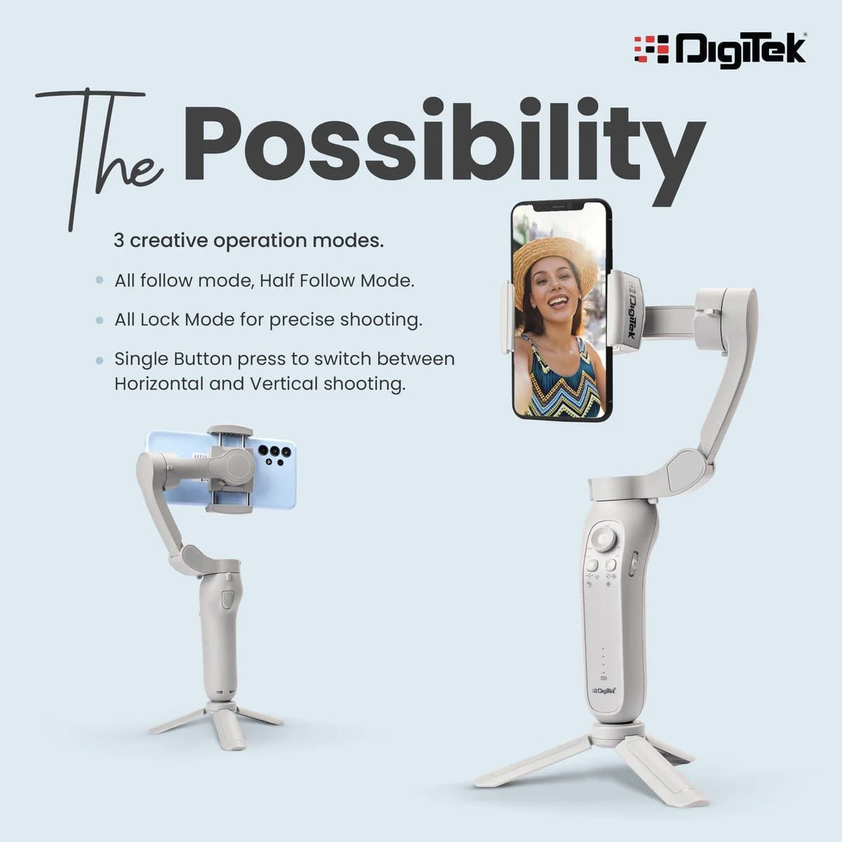 DIGITEK 3 AXIS FOLDABLE AUTO BALANCING SMARTPHONE GIMBAL MODEL DSG007F