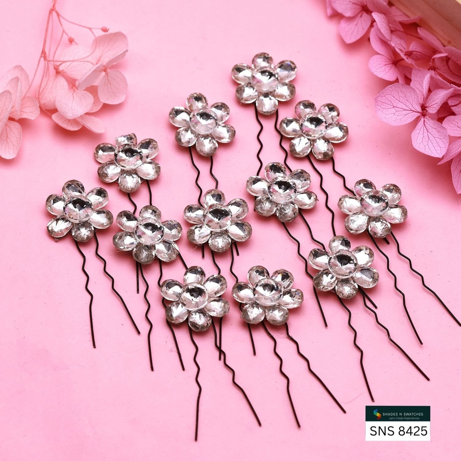 12 PCS HAIR CRYSTAL WITH U PIN