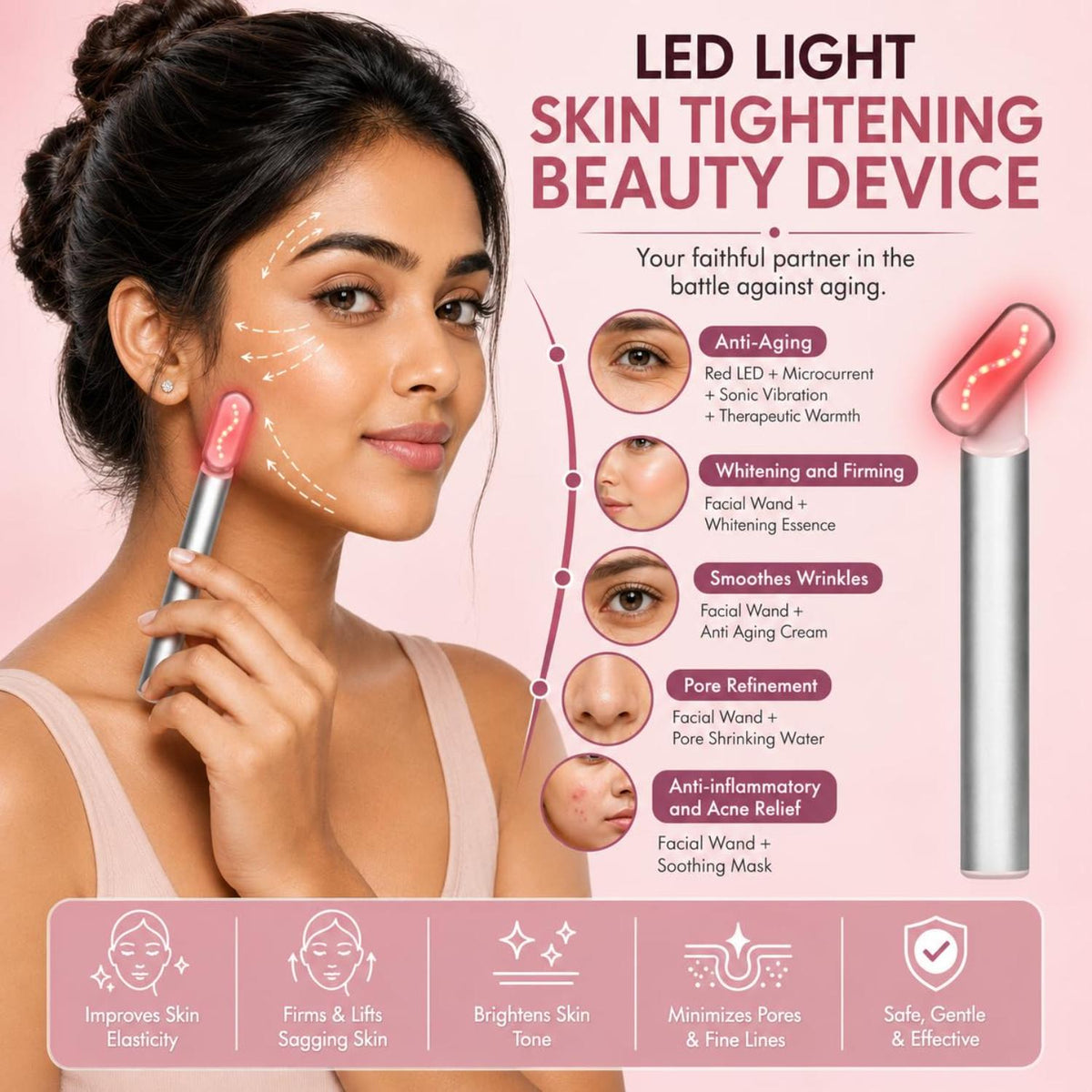 6 IN 1 RED LED LIGHT THERAPY MAGIC WAND