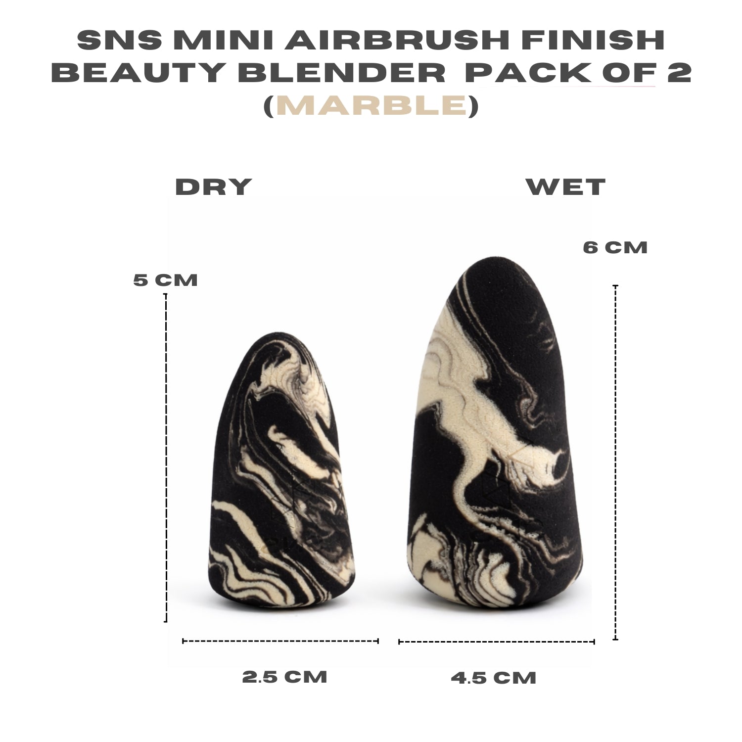 SNS MINI AIRBRUSH FINISH BEAUTY BLENDER (MARBLE) PACK OF 2