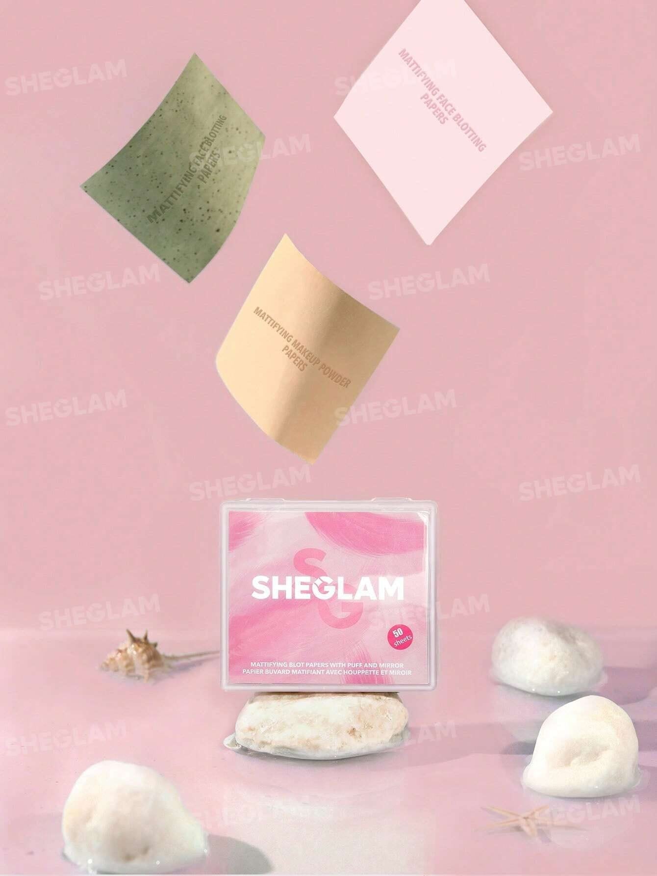SHEGLAM MATTIFYING BLOT PAPERS WITH PUFF AND MIRROR 50 SHEETS