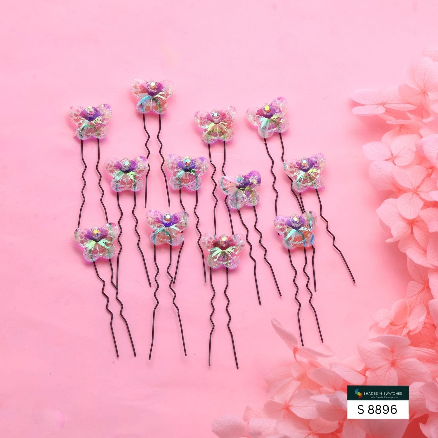 12 PCS MULTI COLOUR CRYSTAL WITH U PIN