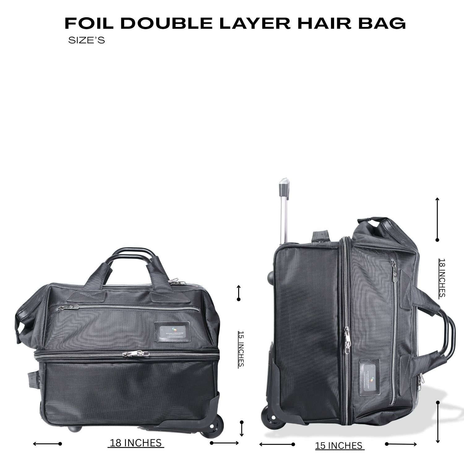 NEW FOIL DOUBLE LAYER HAIR BAG WITH WHEELS