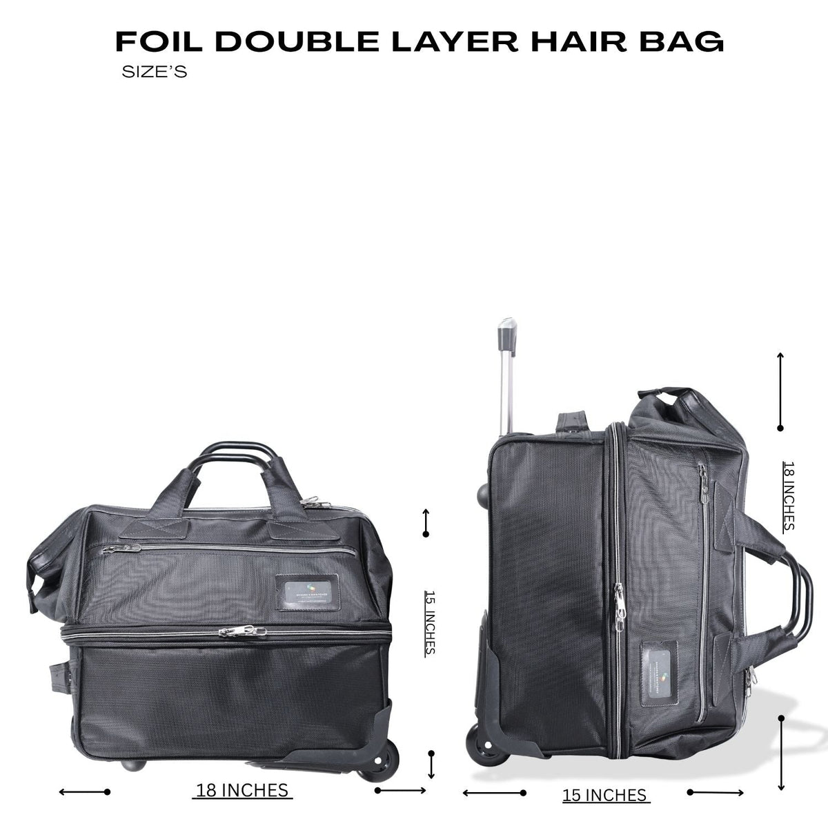 NEW FOIL DOUBLE LAYER HAIR BAG WITH WHEELS
