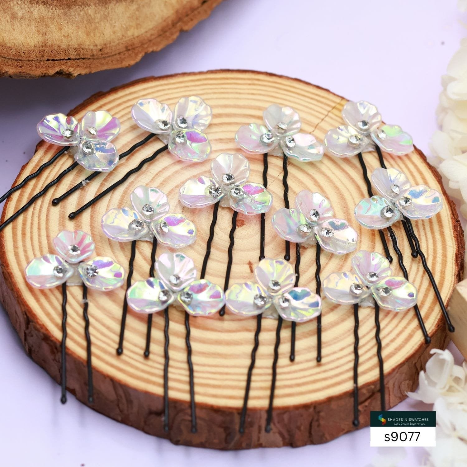 SE 511 12 PCS CRYSTAL FLOWERS WITH U PINS