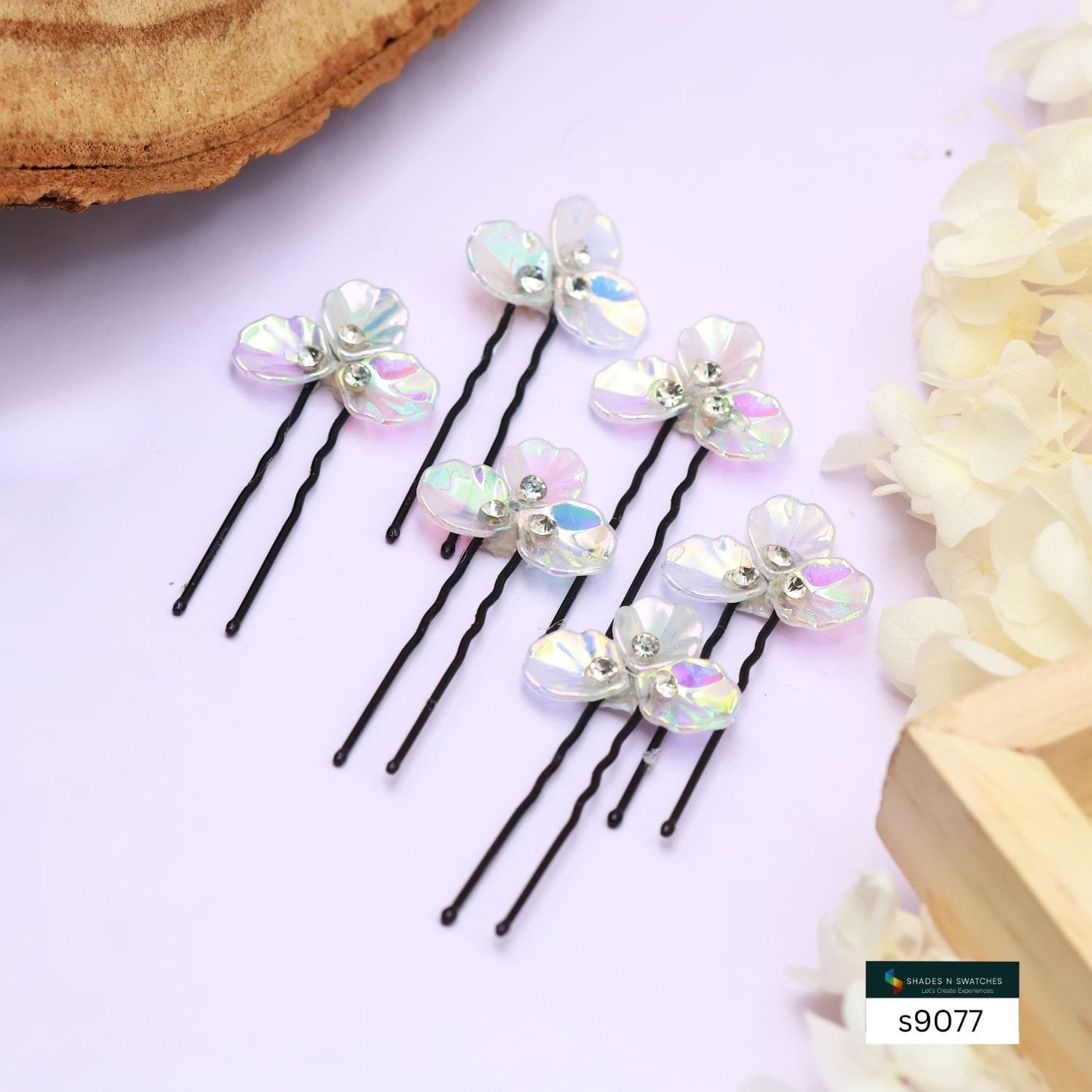 SE 511 12 PCS CRYSTAL FLOWERS WITH U PINS