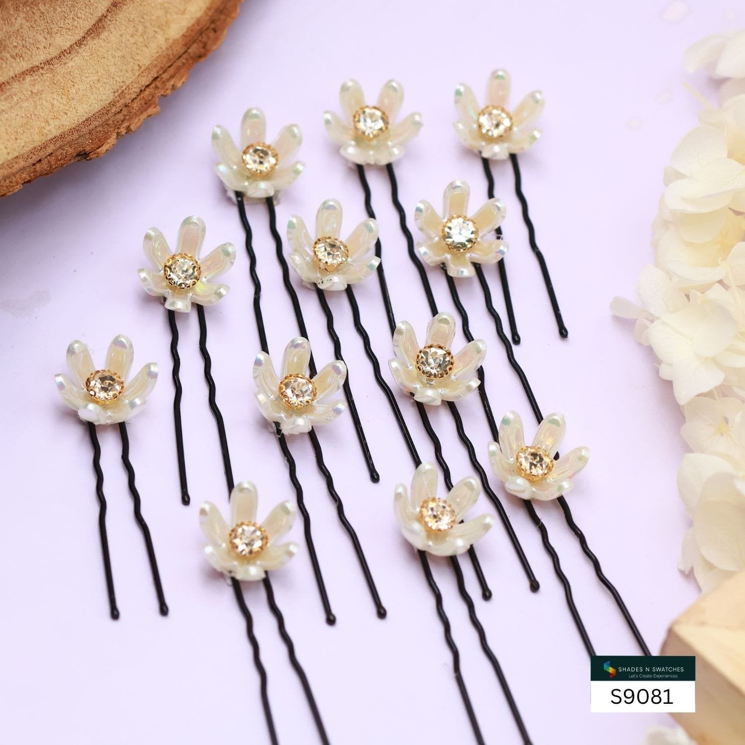 SE 491 12 PCS PEARL FLOWER WITH UPIN