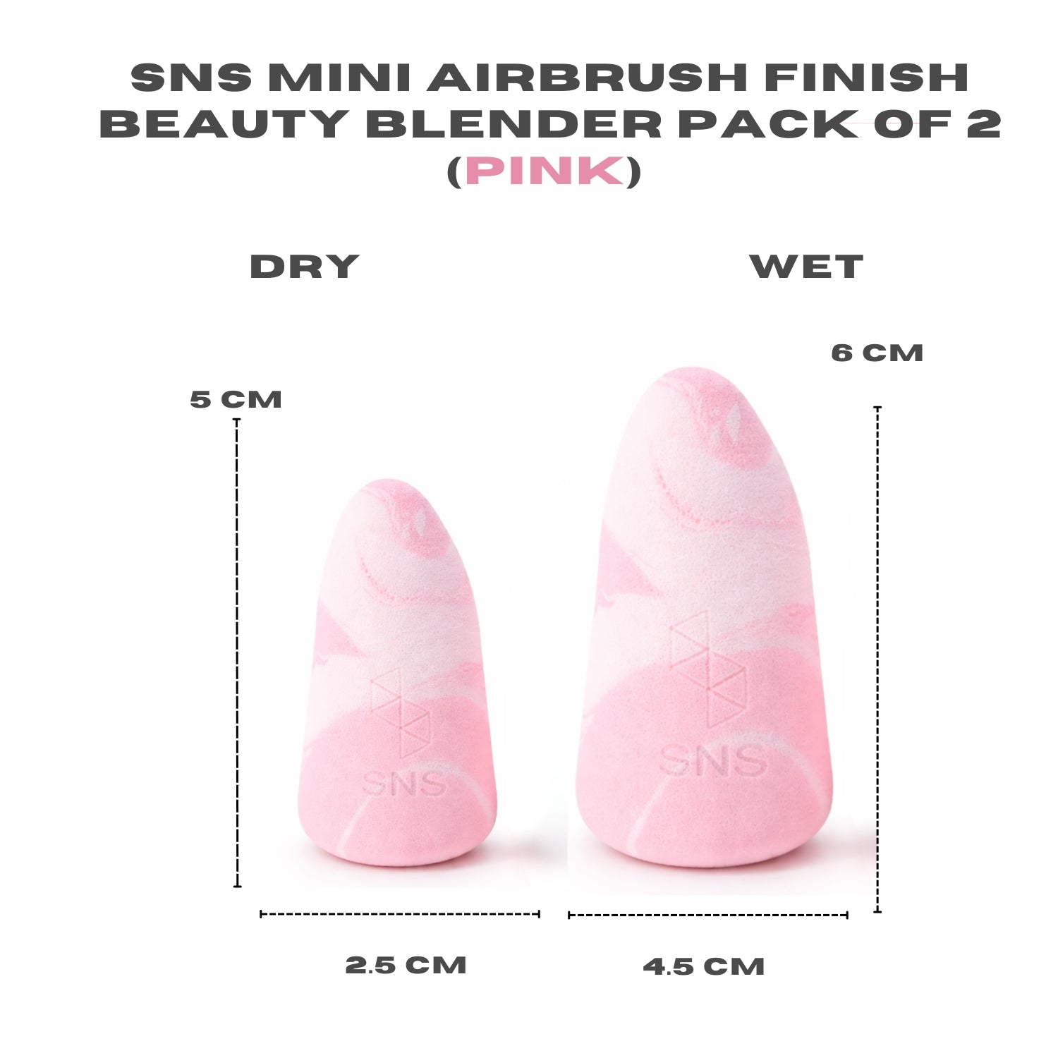 SNS MINI AIRBRUSH FINISH BEAUTY BLENDER (PINK) PACK OF 2