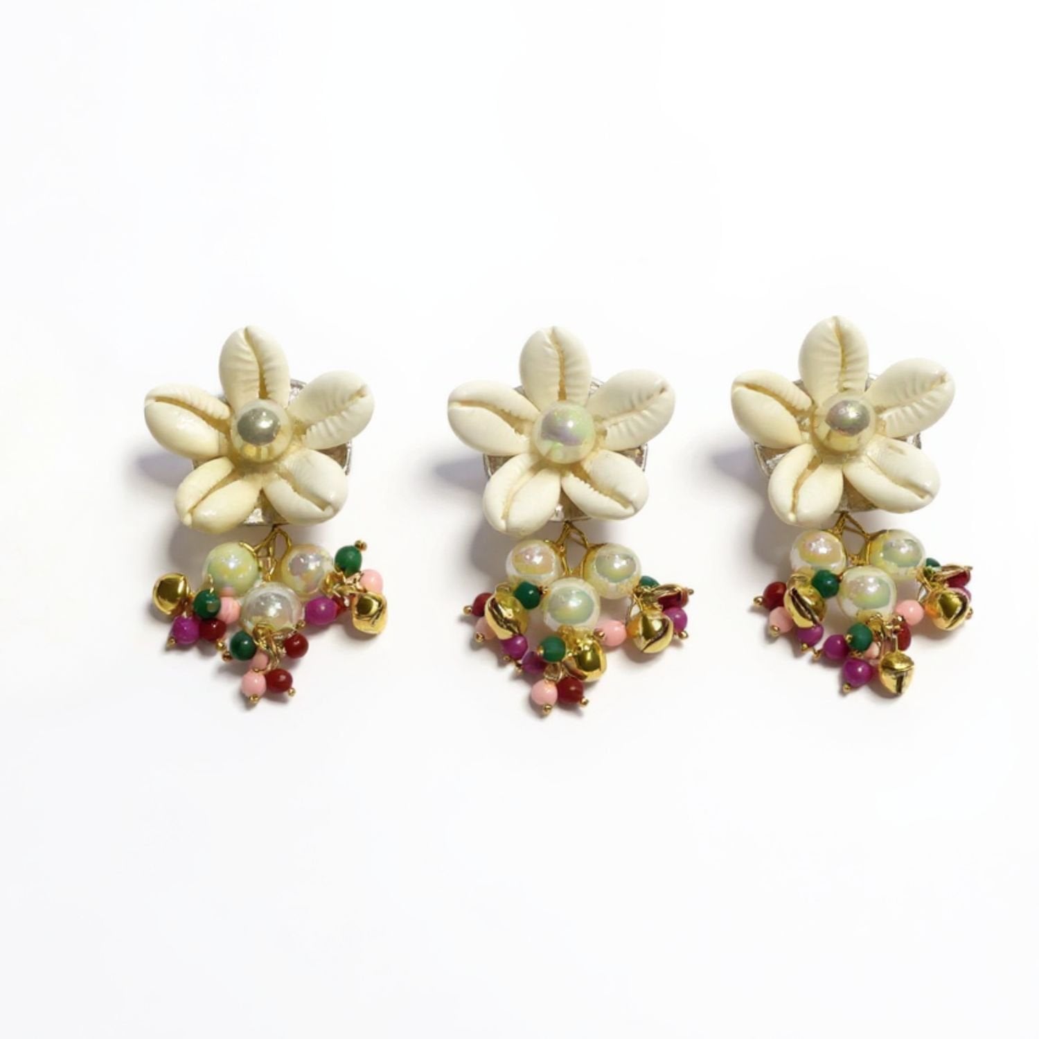SHELL FLOWER 3PCS SET WITH PEARL