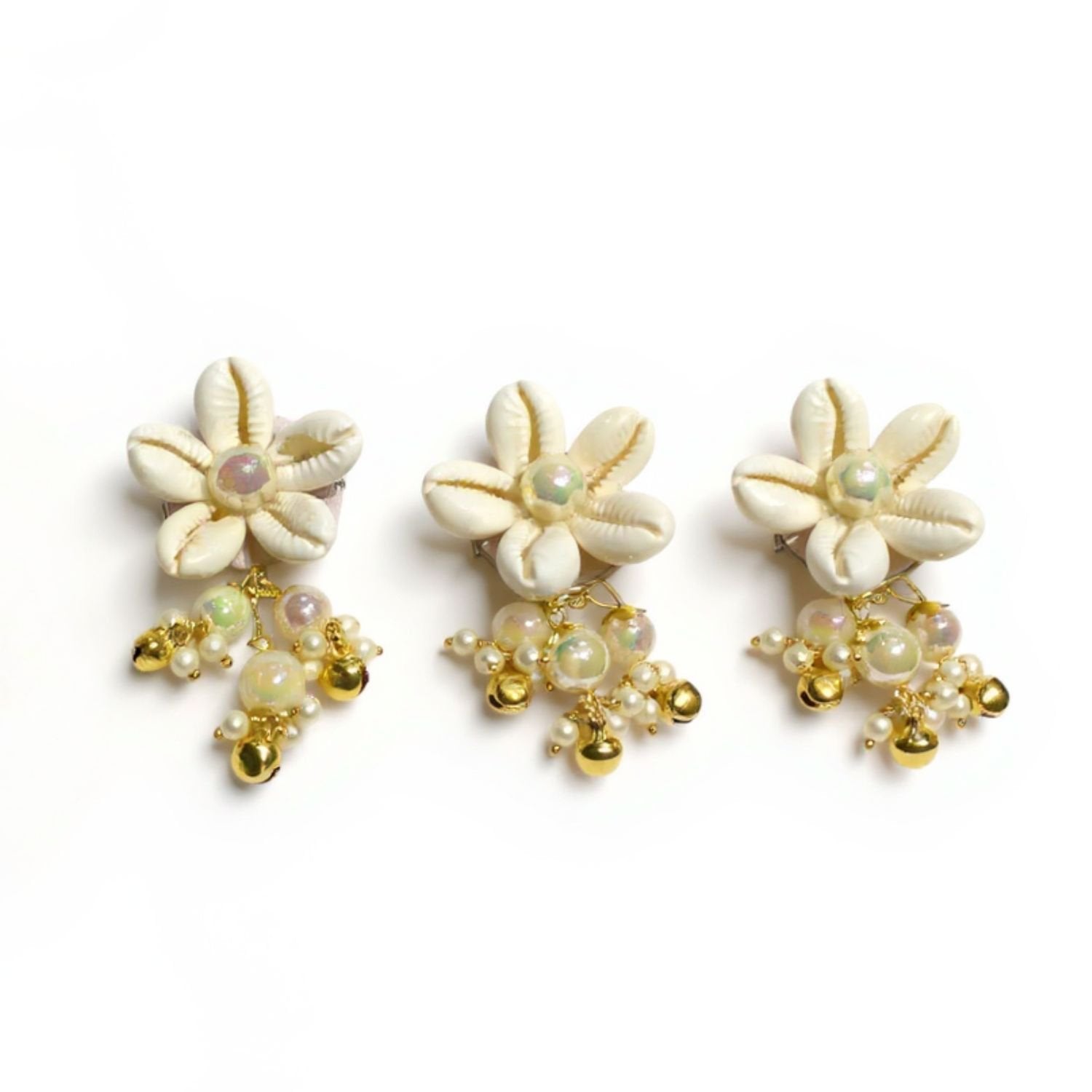 SHELL FLOWER 3PCS SET WITH PEARL