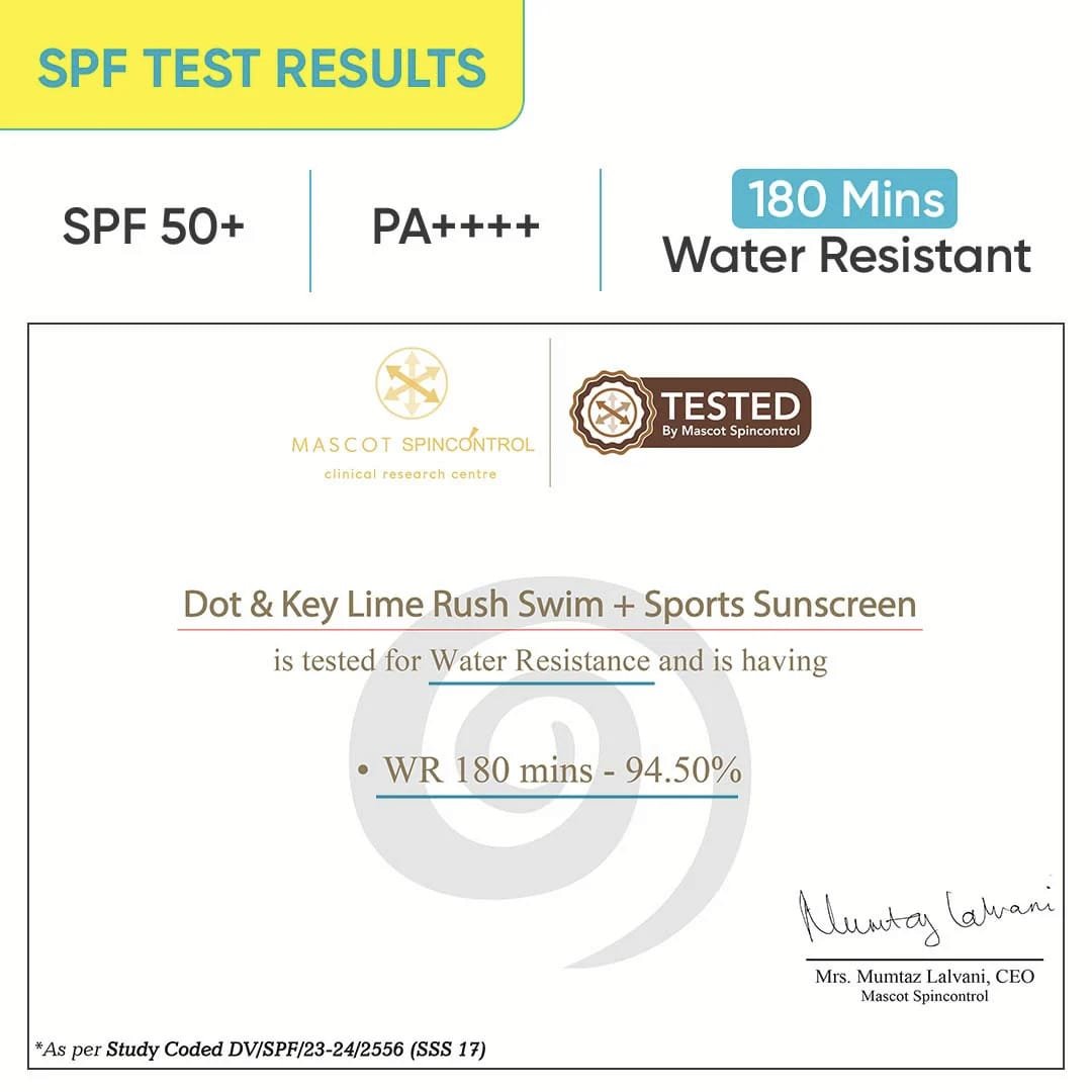 DOT & KEY LIME RUSH SWIM + SPORTS SUSNCREEN WATER RESISTANT 180 MIN SPF 50+ PA++