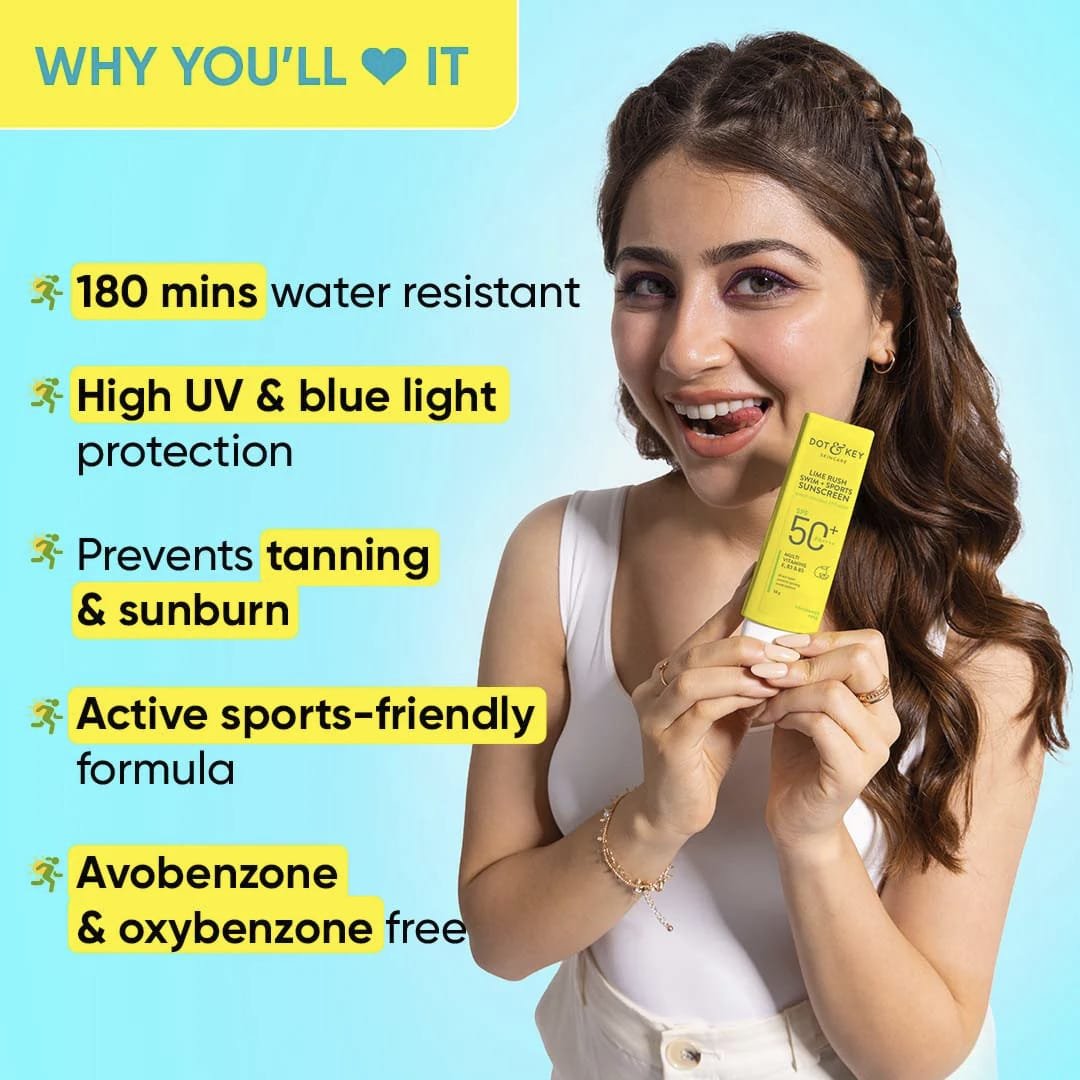 DOT & KEY LIME RUSH SWIM + SPORTS SUSNCREEN WATER RESISTANT 180 MIN SPF 50+ PA++