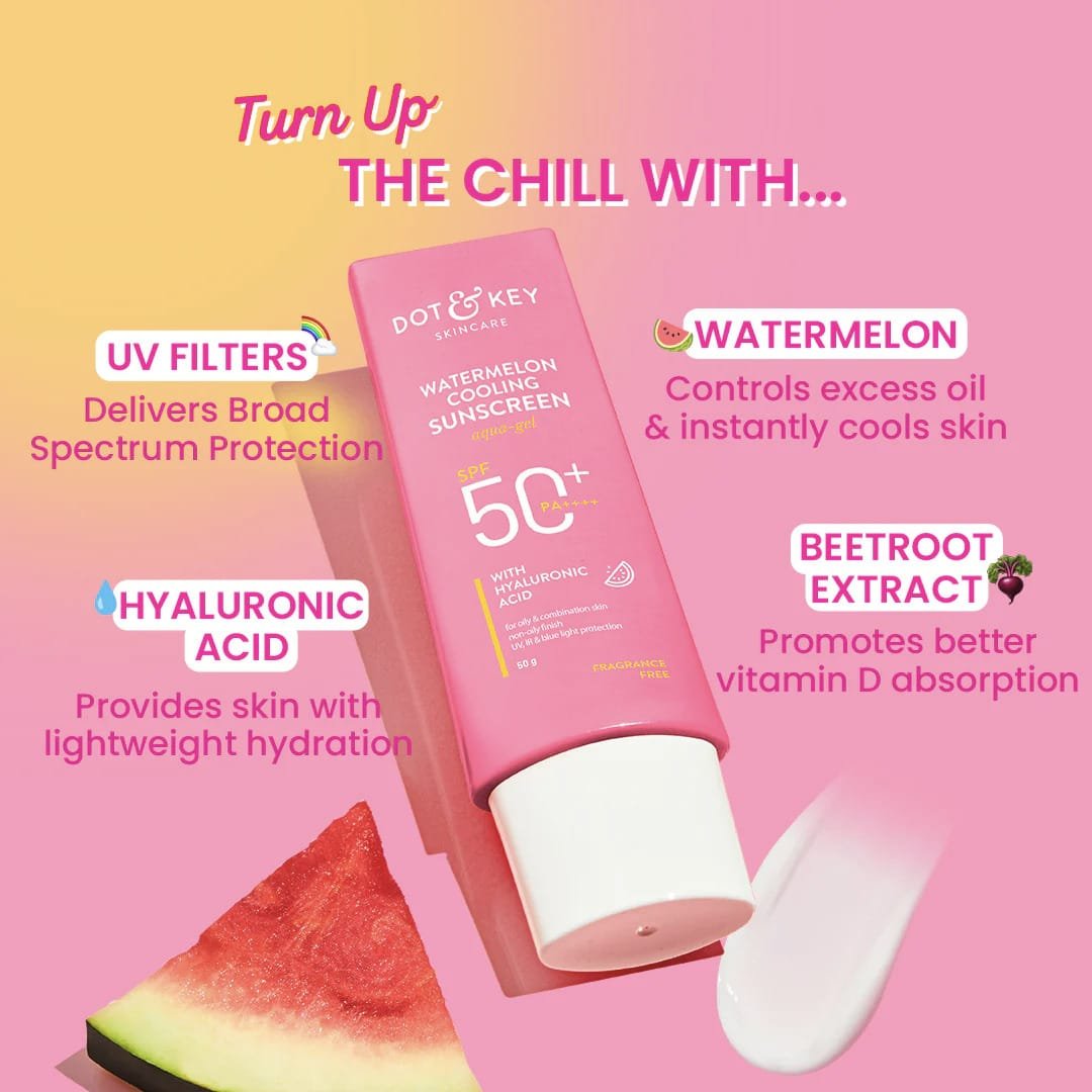 DOT & KEY WATERMELON COOLING SUNSCREEN AQUA GEL SPG 50+ PA++ BROAD SPECTRUM WITH HYLURONIC ACID