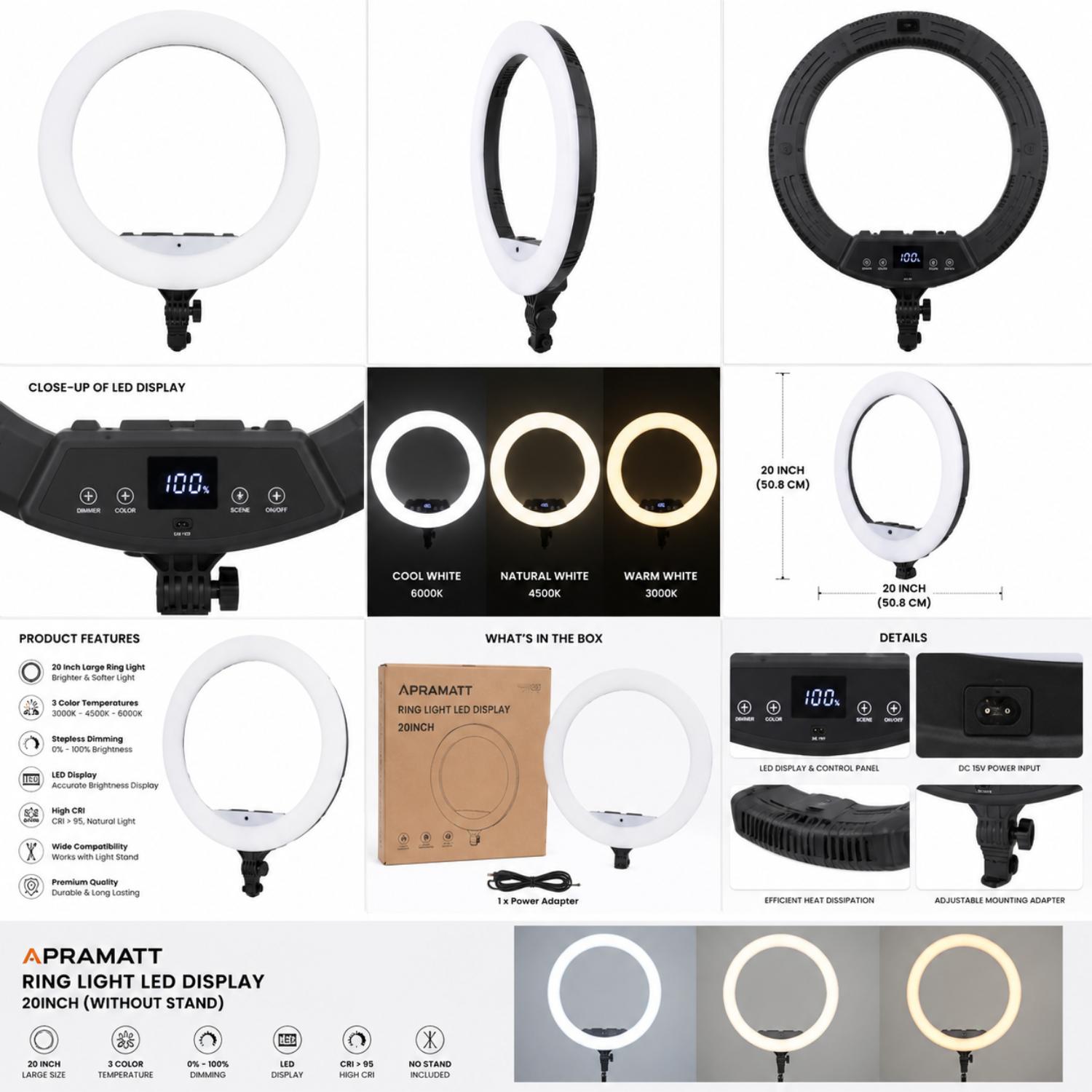 APRAMATT RING LIGHT LED DISPLAY - 20INCH (WITHOUT STAND)