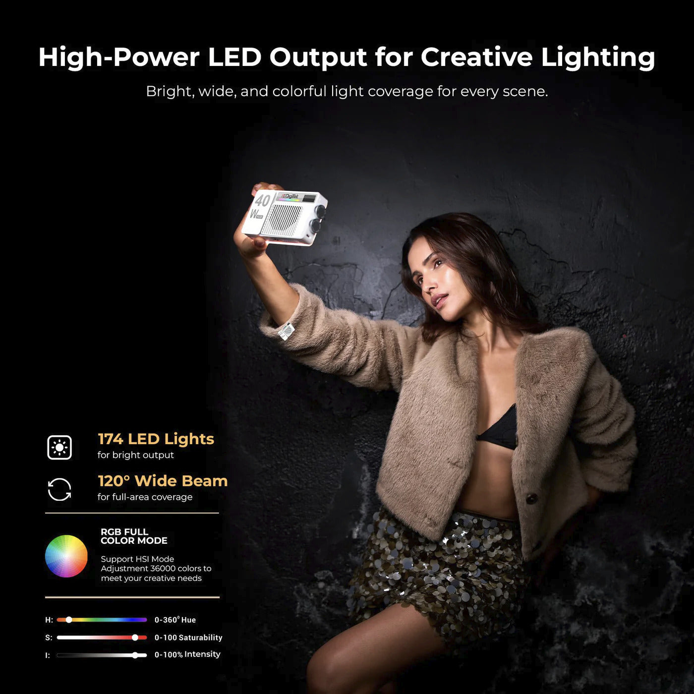 DIGITEK PORTABLE 40W RGB LED VIDEO LIGHT (LED-D40W RGB)