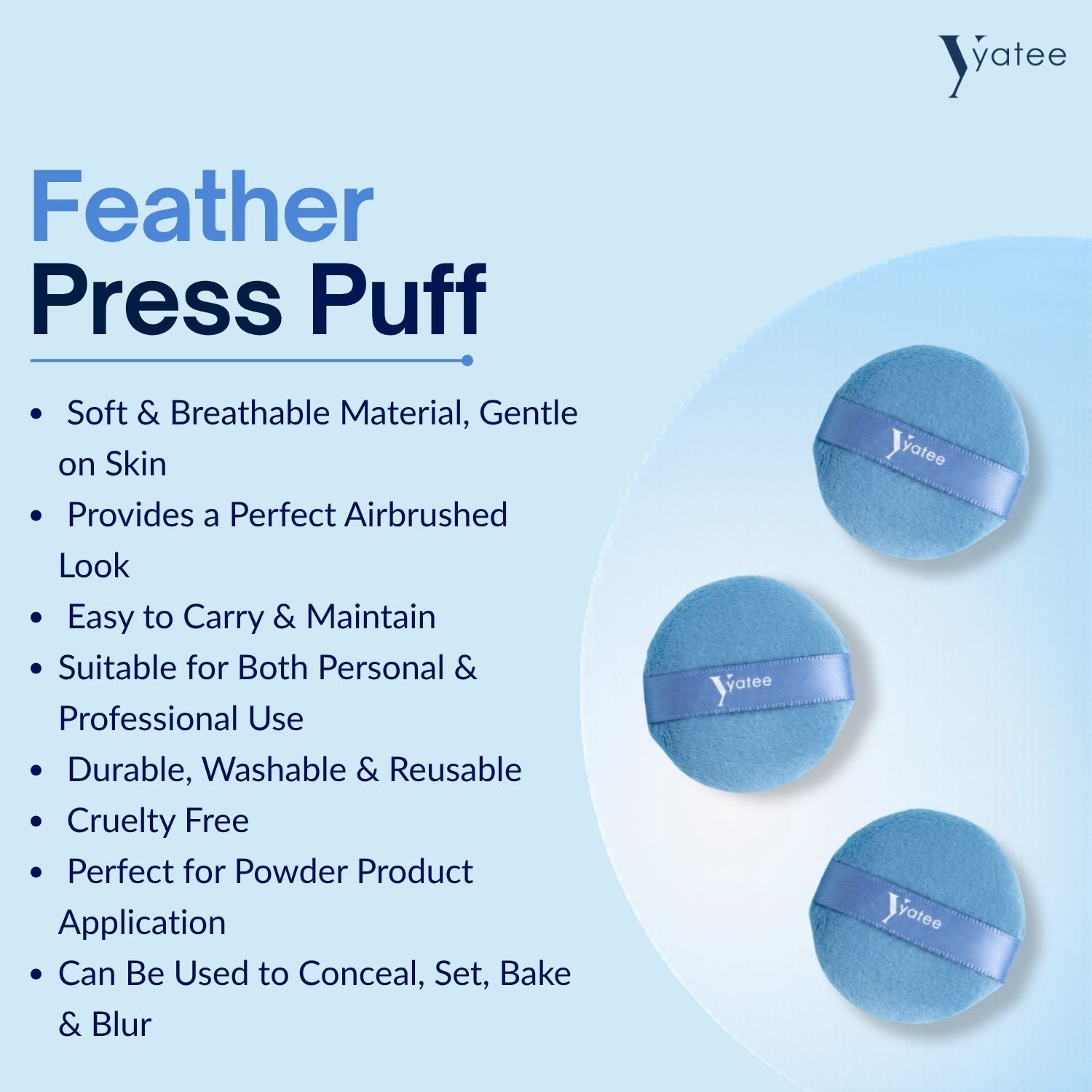YATEE DAB PERFECT ROUND PUFF - SET OF 3 (MEDIUM)