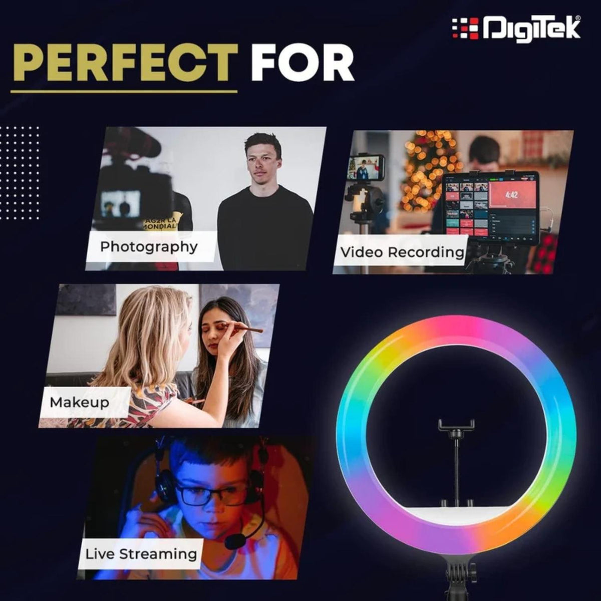 DIGITEK LED RING LIGHT DRL 18 RGB ( WHITOUT STAND )