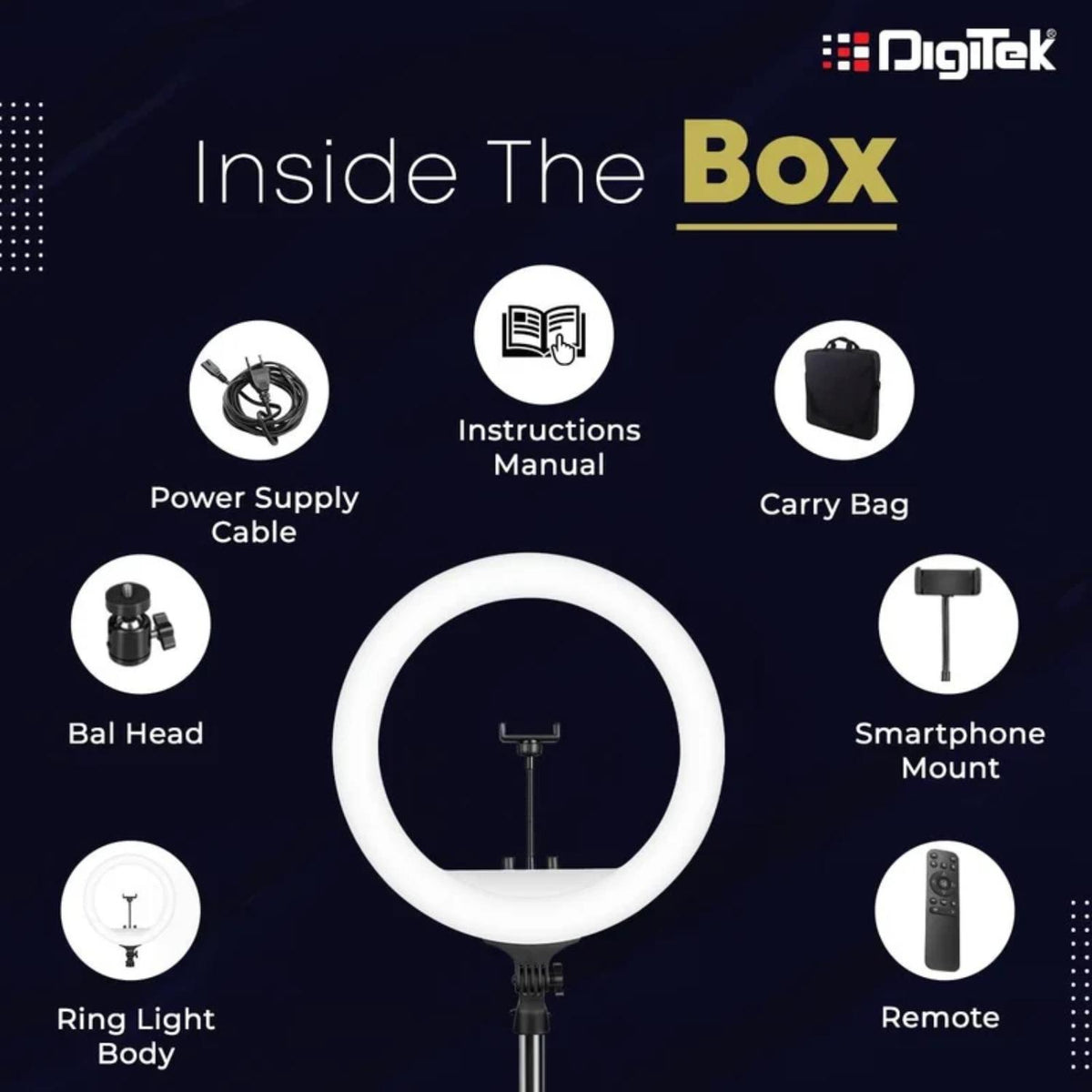 DIGITEK LED RING LIGHT DRL 18 RGB ( WHITOUT STAND )