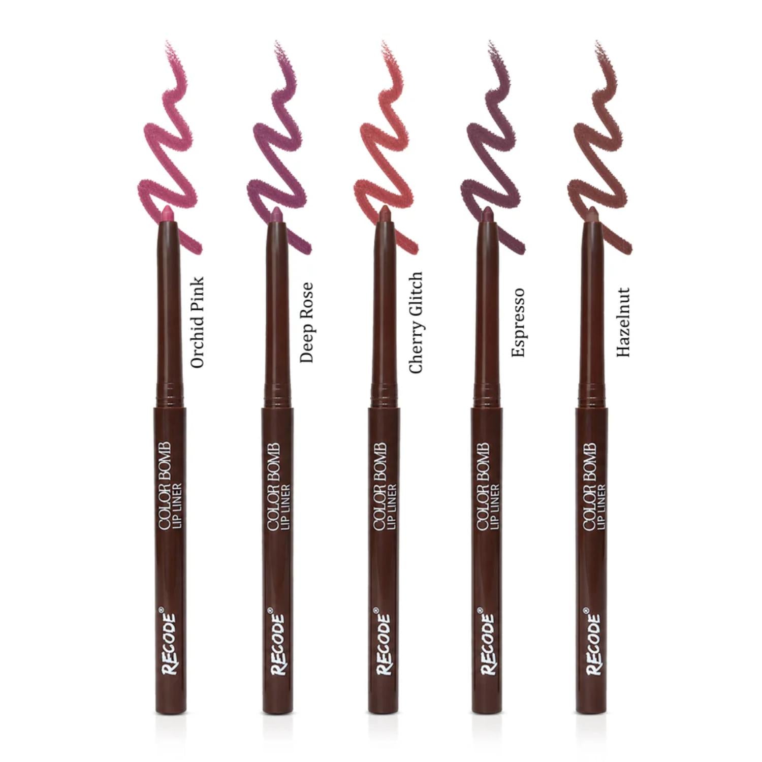 Recode 02 Red Color Bomb Lip Liner Set of 5 ( 5 X 0.3 G)