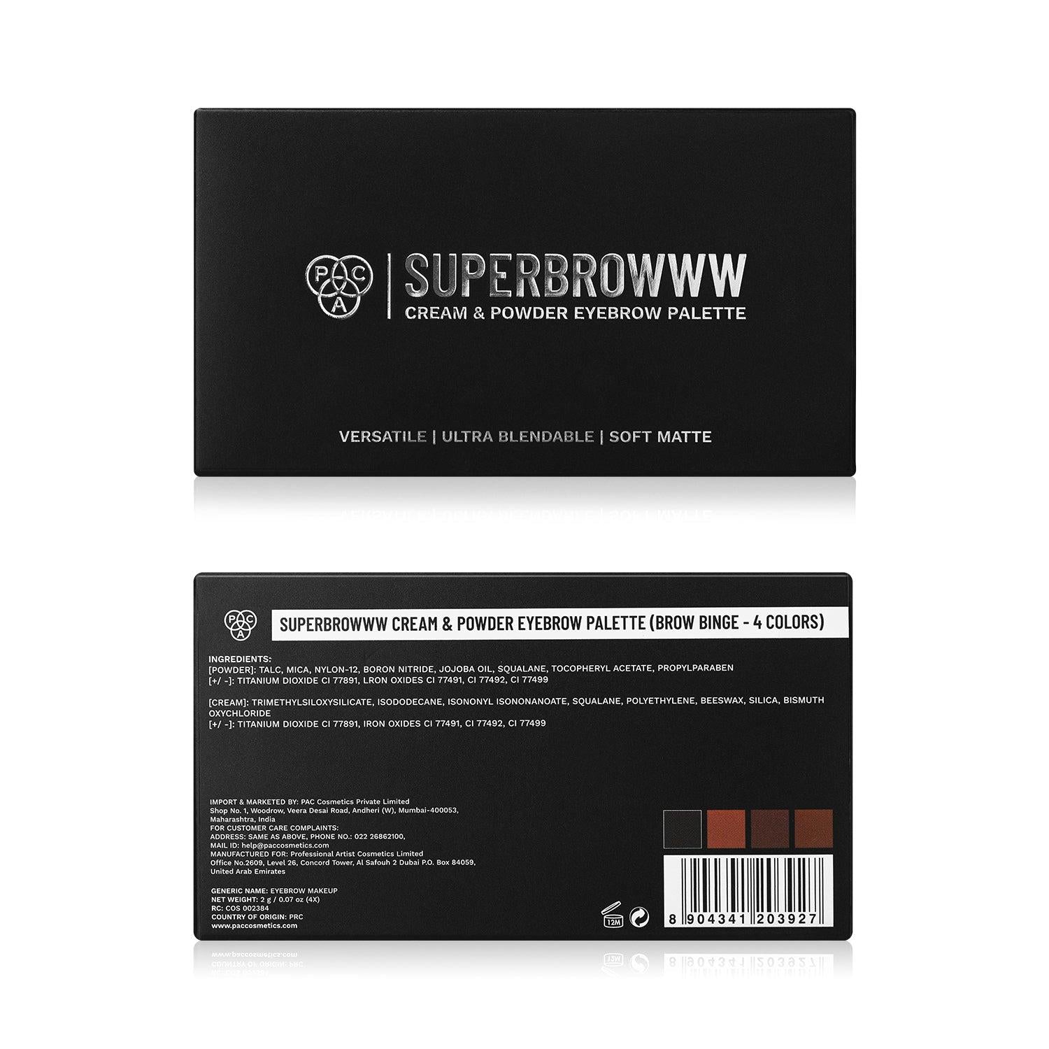 PAC SUPERBROWWW 4-COLOR EYEBROW PALETTE - BROW BINGE (4*2G)