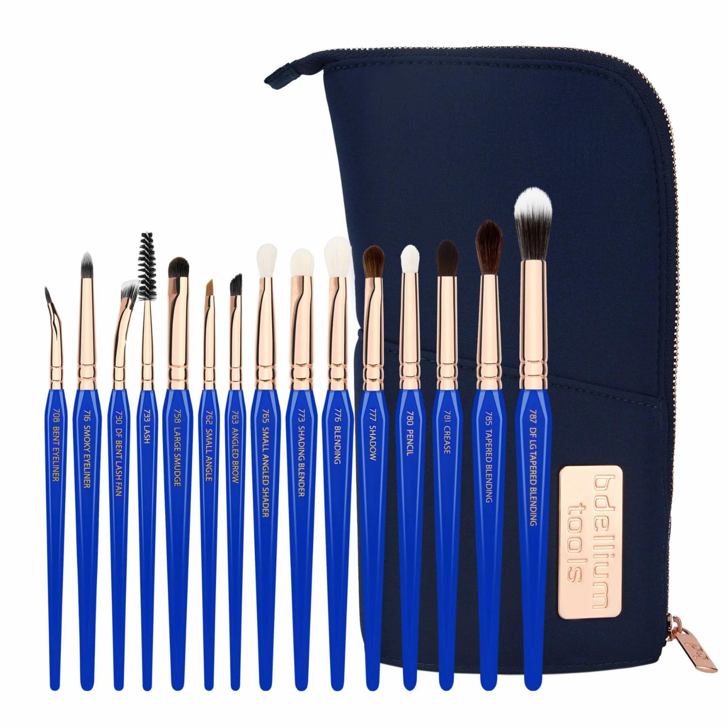 BDELLIUM TOOLS GOLDEN TRIANGLE EYES ONLY COMPLETE 15PC. BRUSH SET WITH POUCH
