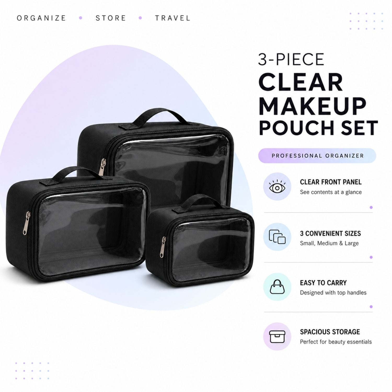 3 PCS POUCH SET BLACK-(PREMIUM)