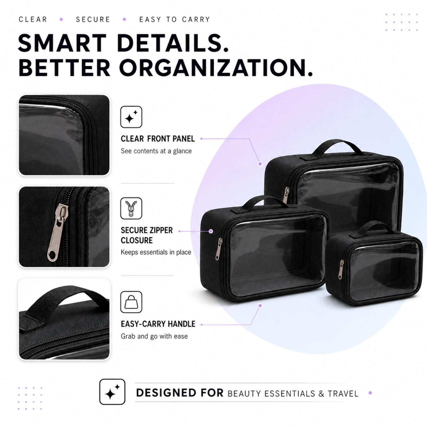 3 PCS POUCH SET BLACK-(PREMIUM)