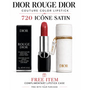 DIOR ROUGE DIOR COUTURE COLOR LIPSTICK - 720 ICONE SATIN - (FREE COMPLIMENTARY LIPSTICK CASE)