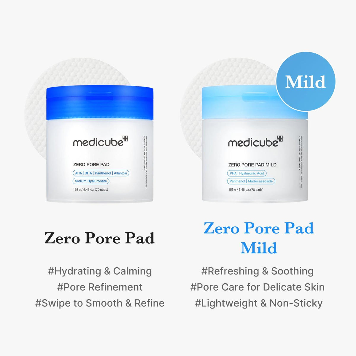MEDICUBE ZERO PORE PAD MILD 155G-(70PADS)