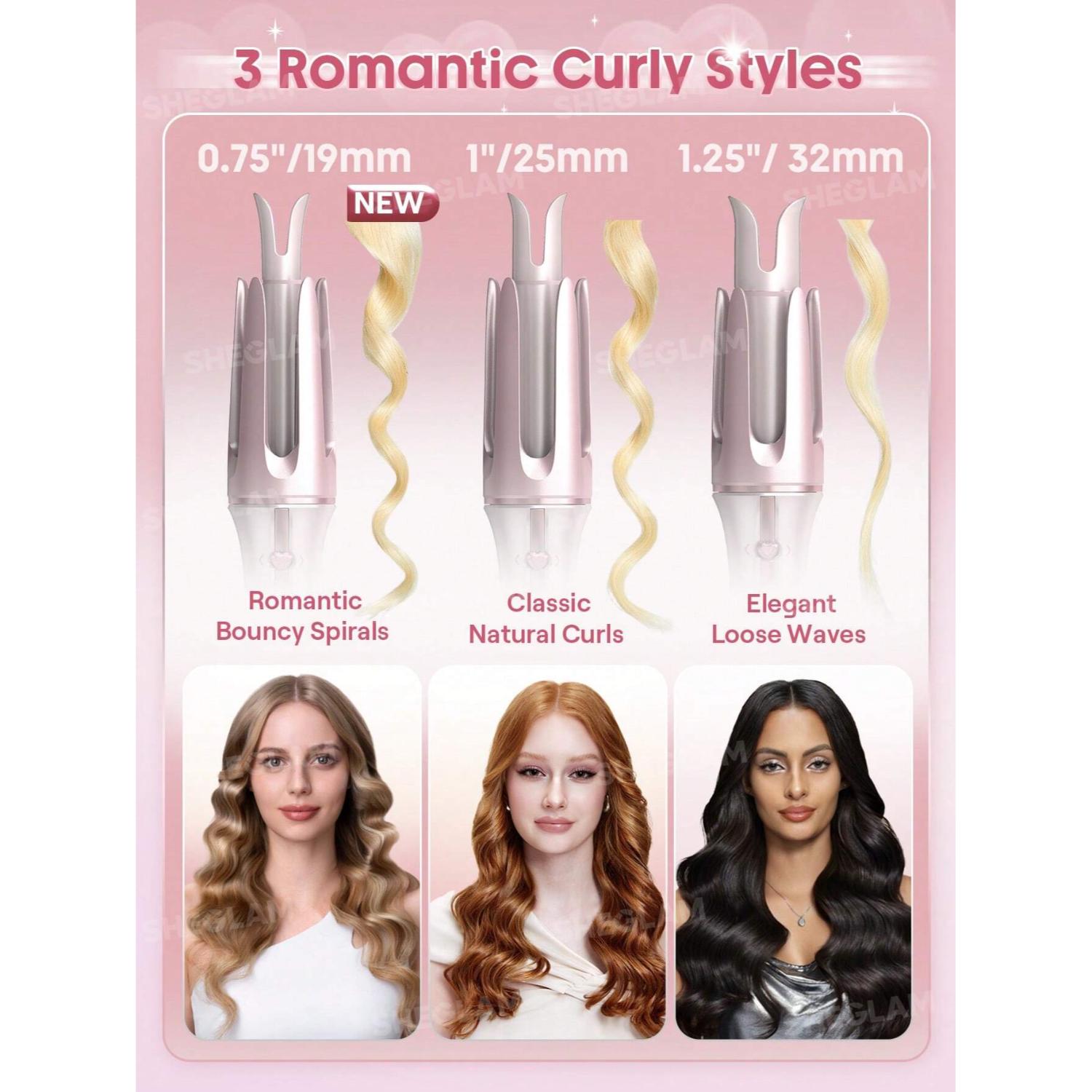 SHEGLAM CUPIDS CHARM ONE - TOUCH INSTANT CURLER 32MM - BABY PINK