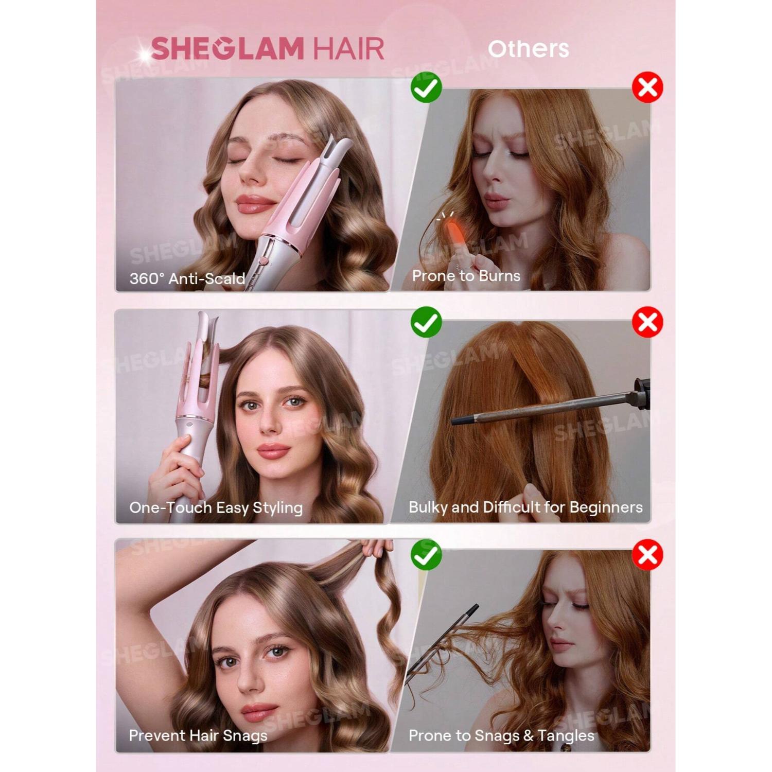 SHEGLAM CUPIDS CHARM ONE - TOUCH INSTANT CURLER 32MM - BABY PINK