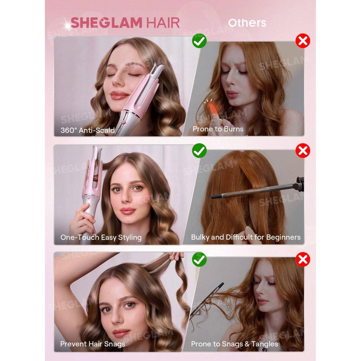 SHEGLAM CUPIDS CHARM ONE - TOUCH INSTANT CURLER 32MM - BABY PINK