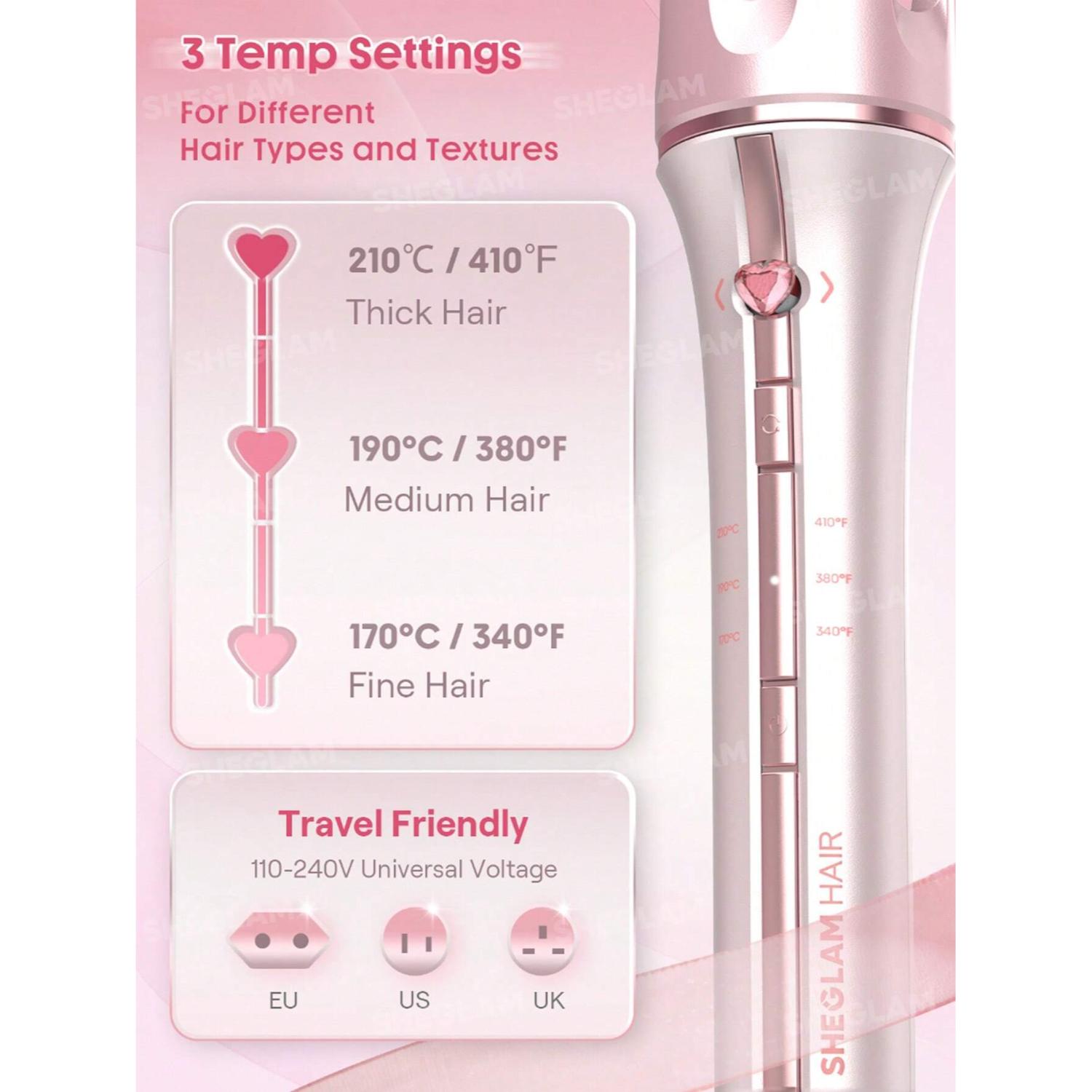 SHEGLAM CUPIDS CHARM ONE - TOUCH INSTANT CURLER 32MM - BABY PINK