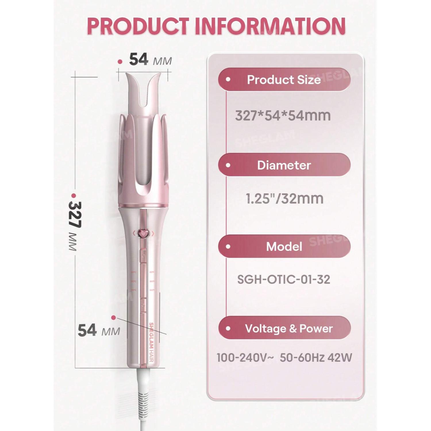 SHEGLAM CUPIDS CHARM ONE - TOUCH INSTANT CURLER 32MM - BABY PINK