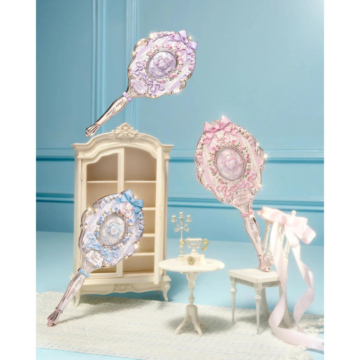 FLOWER KNOWS BUNNY GARDEN COLLECTION HAND MIRROR - ROSETTE PINK